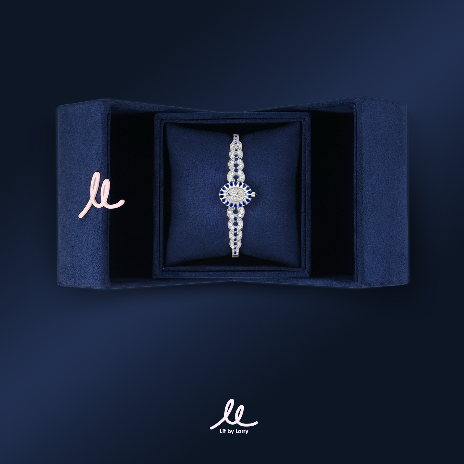 Elegant Royal Blue Sapphire and Silver Watch