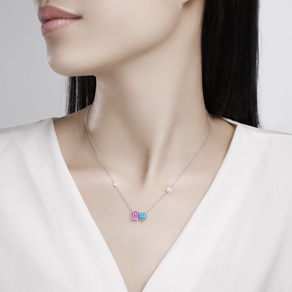 You & Me - Paraiba and Pink Sapphire Necklace NK0148A00LL