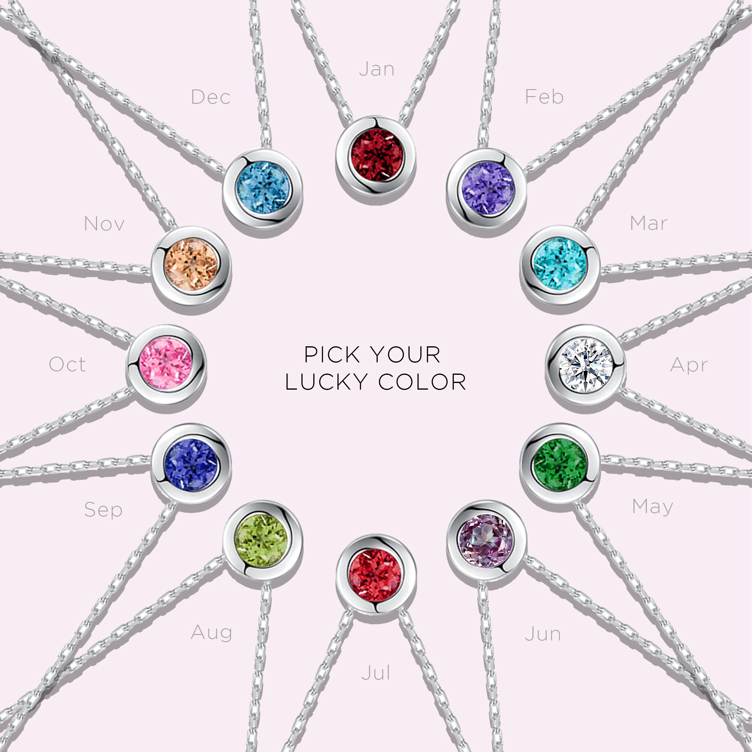 Pick Your Lucky Color Gemstone Necklace