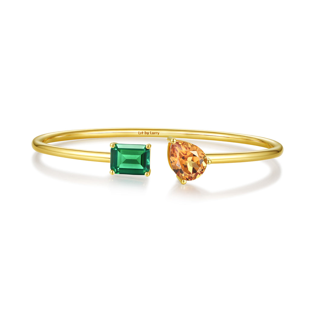 YOU & ME - EMERALD AND ORANGE SAPPHIRE BRACELET