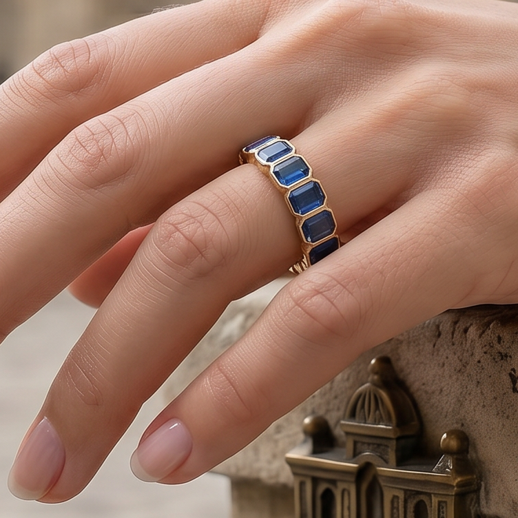 Circles of Love - Emerald Cut Precious Stones Ring