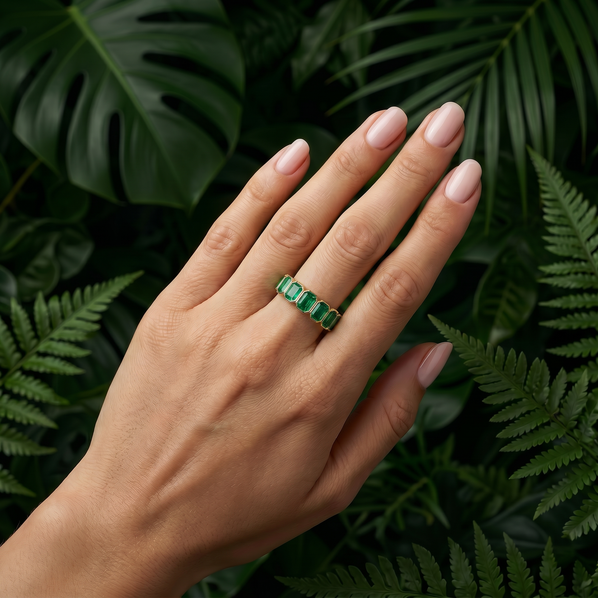 Circles of Love - Emerald Cut Precious Stones Ring