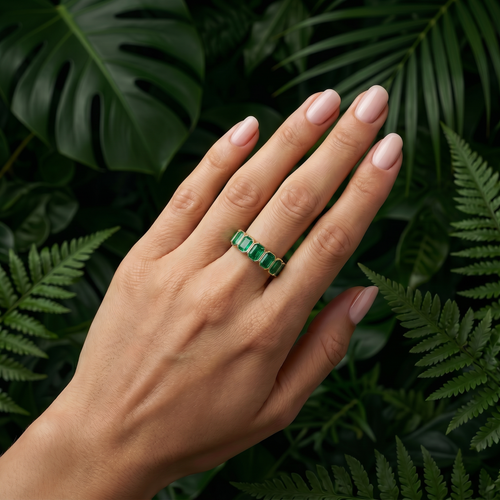 Circles of Love - Emerald Cut Precious Stones Ring