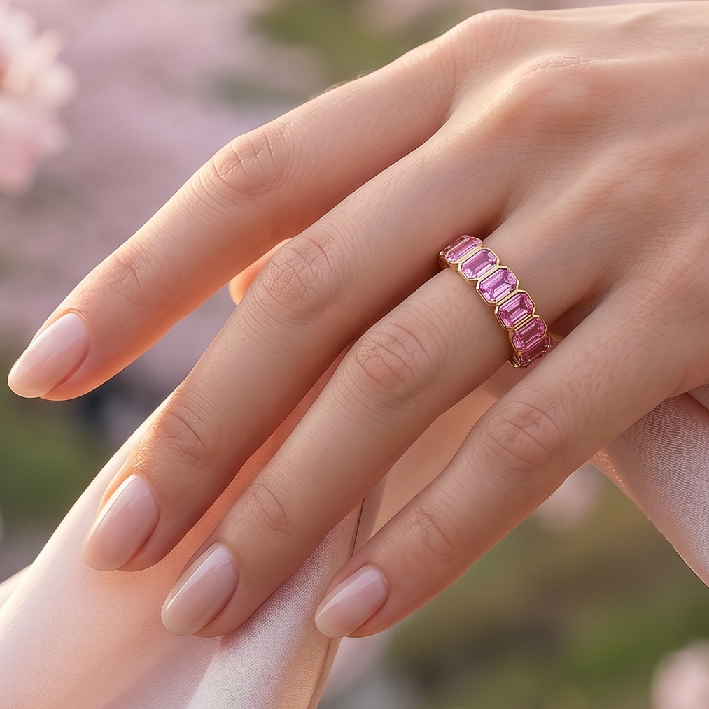 Circles of Love - Emerald Cut Precious Stones Ring