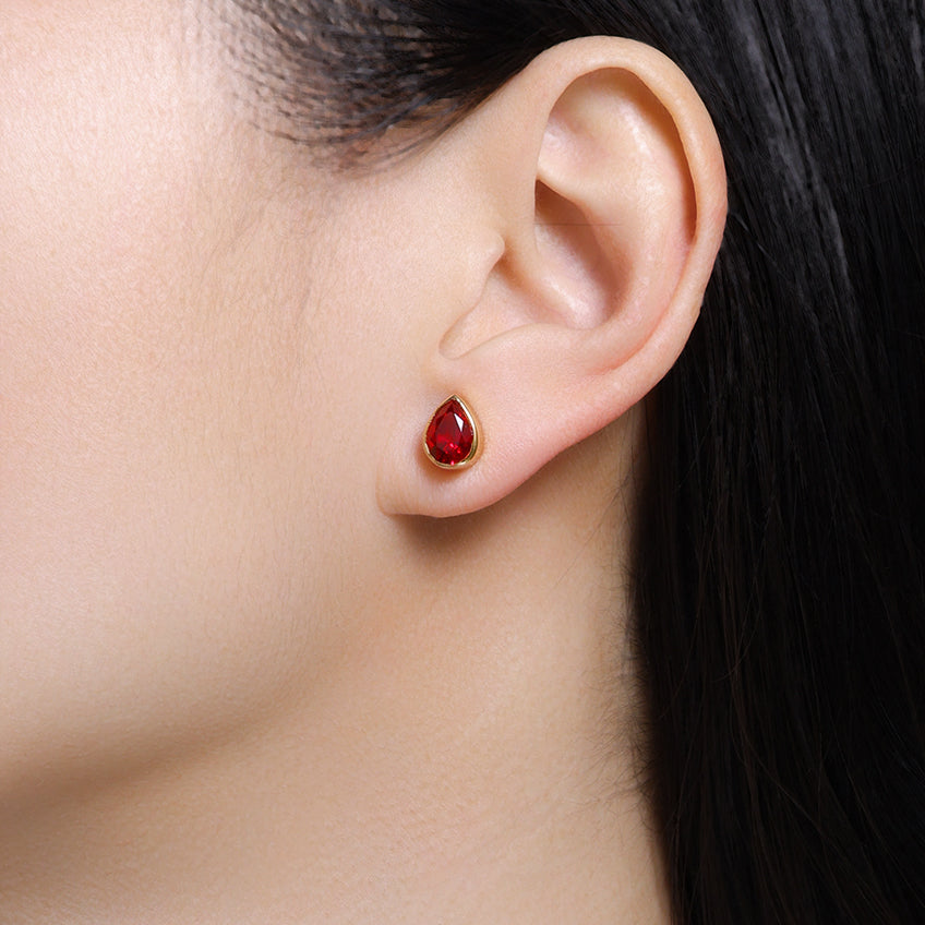 Classic Pear Ruby Earring