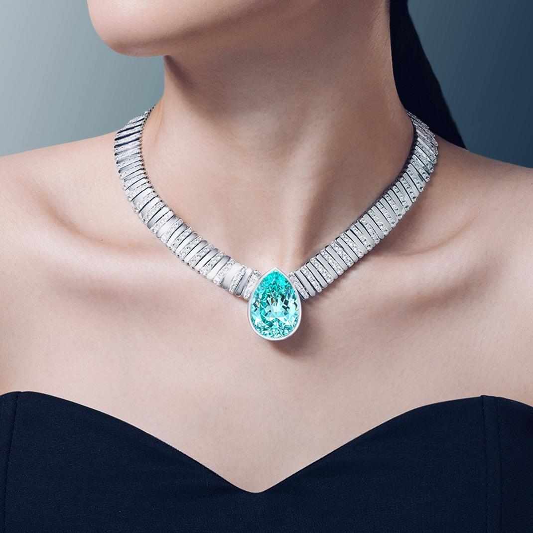 Paraiba YA-Garnet Necklace NK0160A00LL
