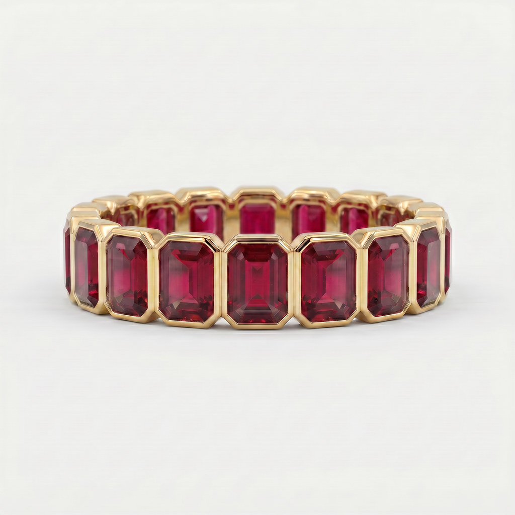Circles of Love - Emerald Cut Precious Stones Ring
