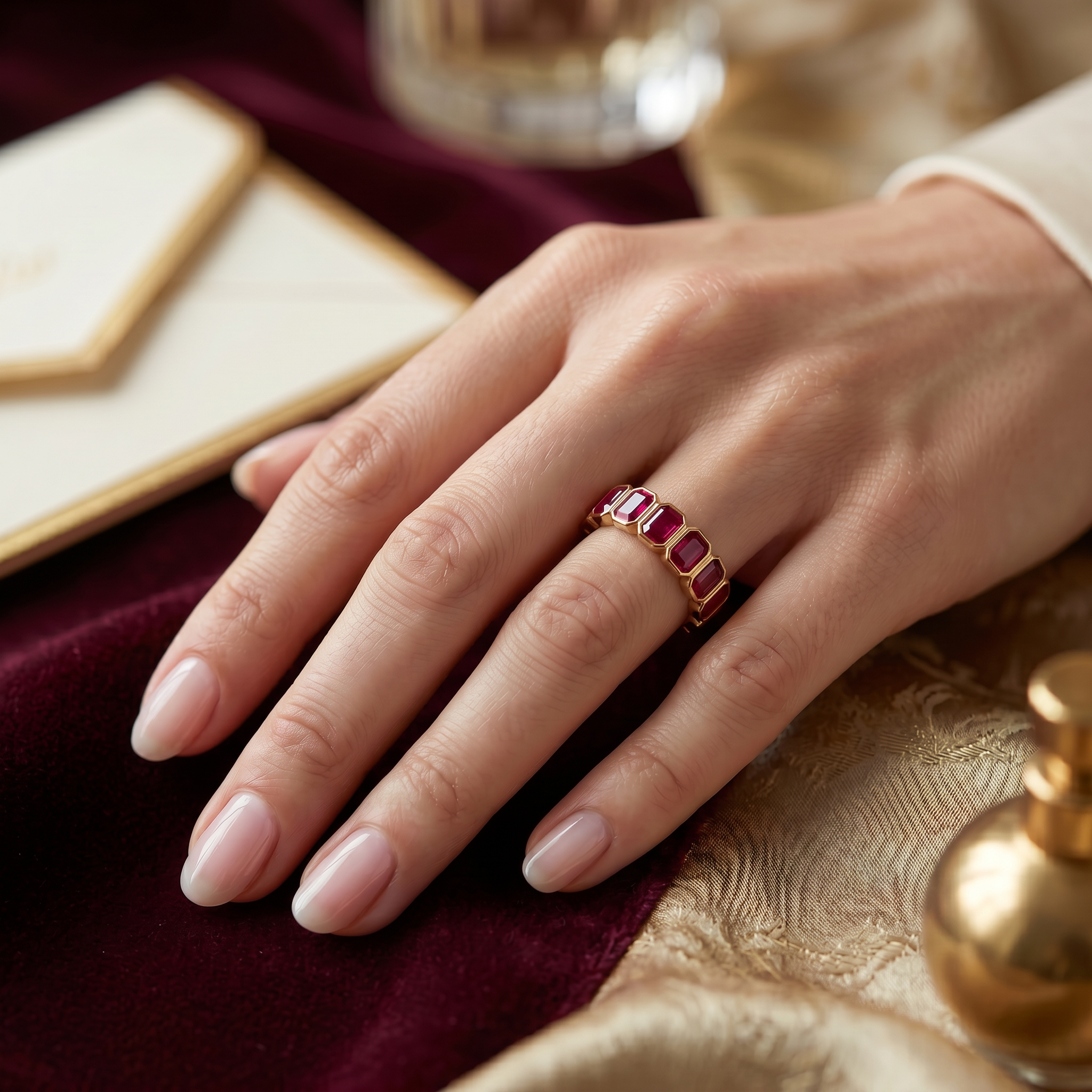 Circles of Love - Emerald Cut Precious Stones Ring