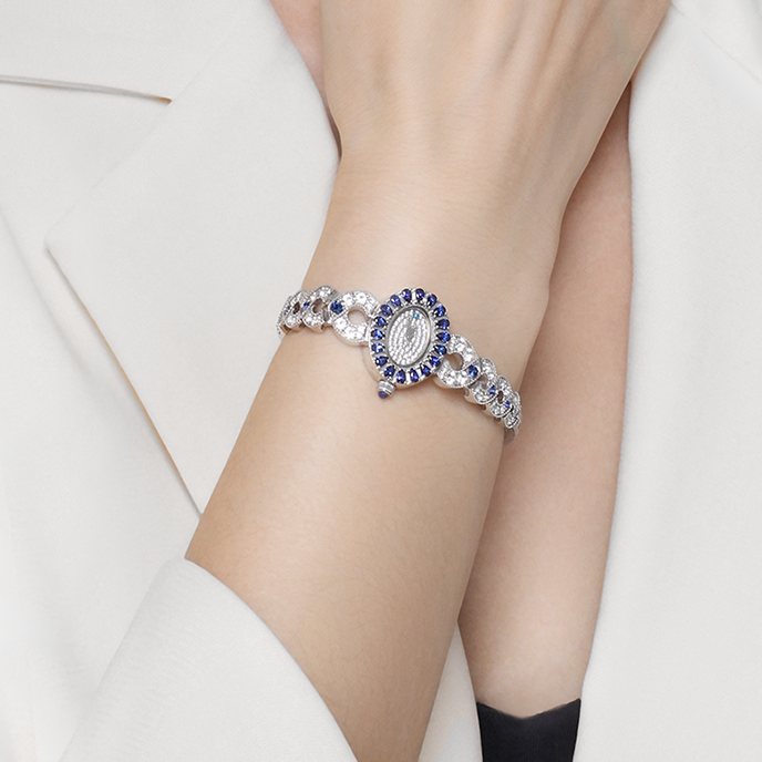 Elegant Royal Blue Sapphire and Silver Watch